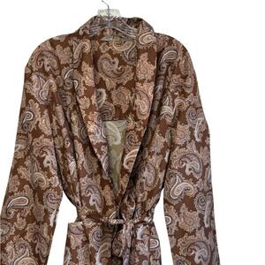 TOOTAL Made in Britain Paisley Tie Waist Duster Robe Brown 70s Boho Retro Mod L